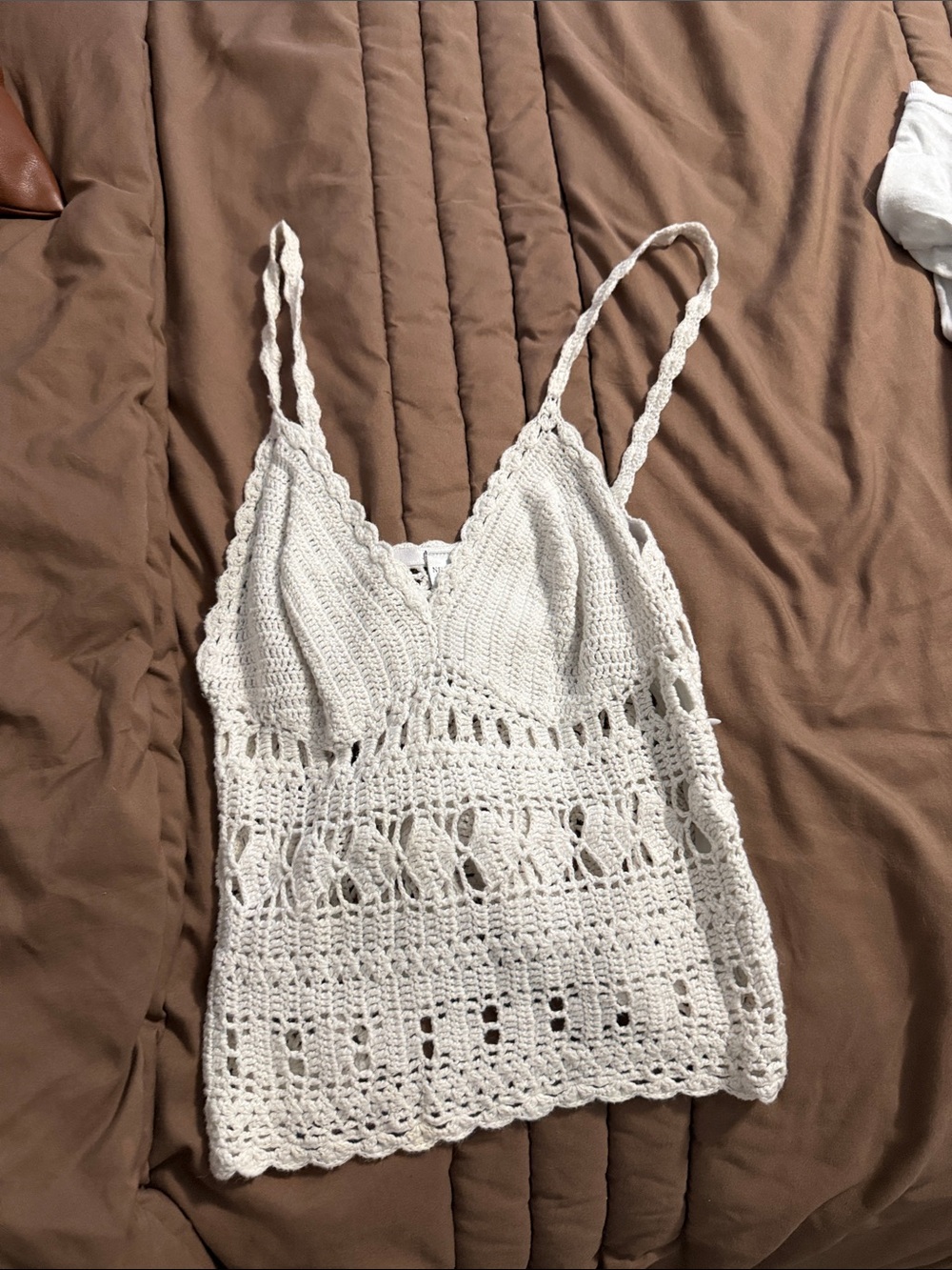 Newport News Cream Crochet Spaghetti-Strap Camisole